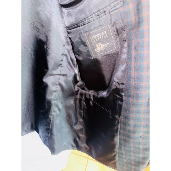 Lawman Classics Navy Maroon Plaid Lightweight Wool Blend Suit Jacket Blazer 42 - Picture 8 of 9